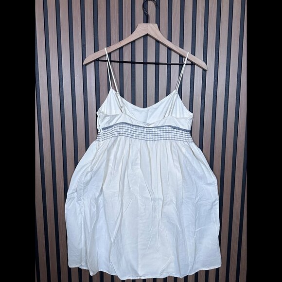 James Perse Dress 1 / US Small Womens Ivory Smocked Waist Tent Mini - Picture 2 of 7